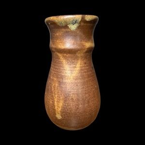 Vintage Art Pottery Vase Brown Studio Wendy Elwell Signed 5 Inches Brown